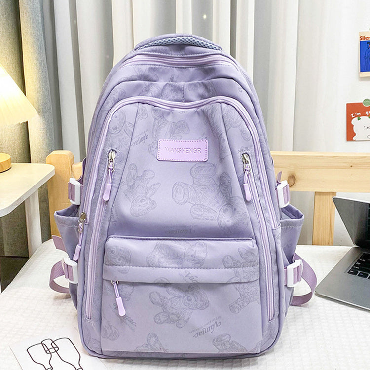 Cute Bears Print Backpack Fashion Versatile Large Capacity Travel Bags Women Junior High School Students Schoolbag Girls Campus Bag-Teresa&#39;s Fashionista LLC