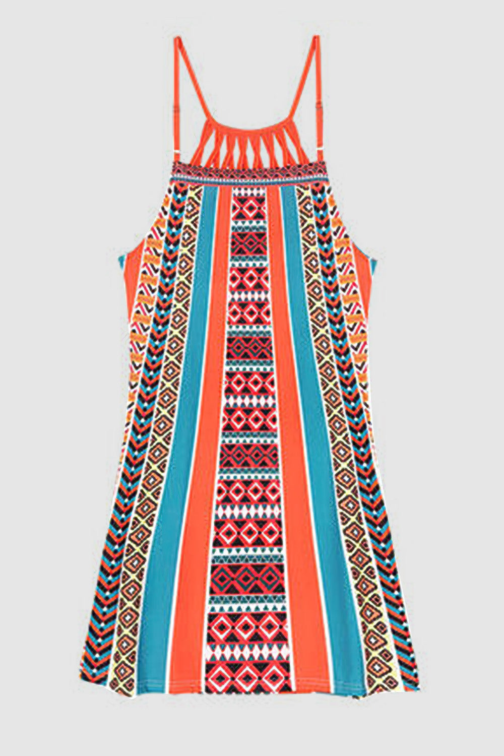 Printed Grecian Neck Mini Dress-Teresa&#39;s Fashionista LLC