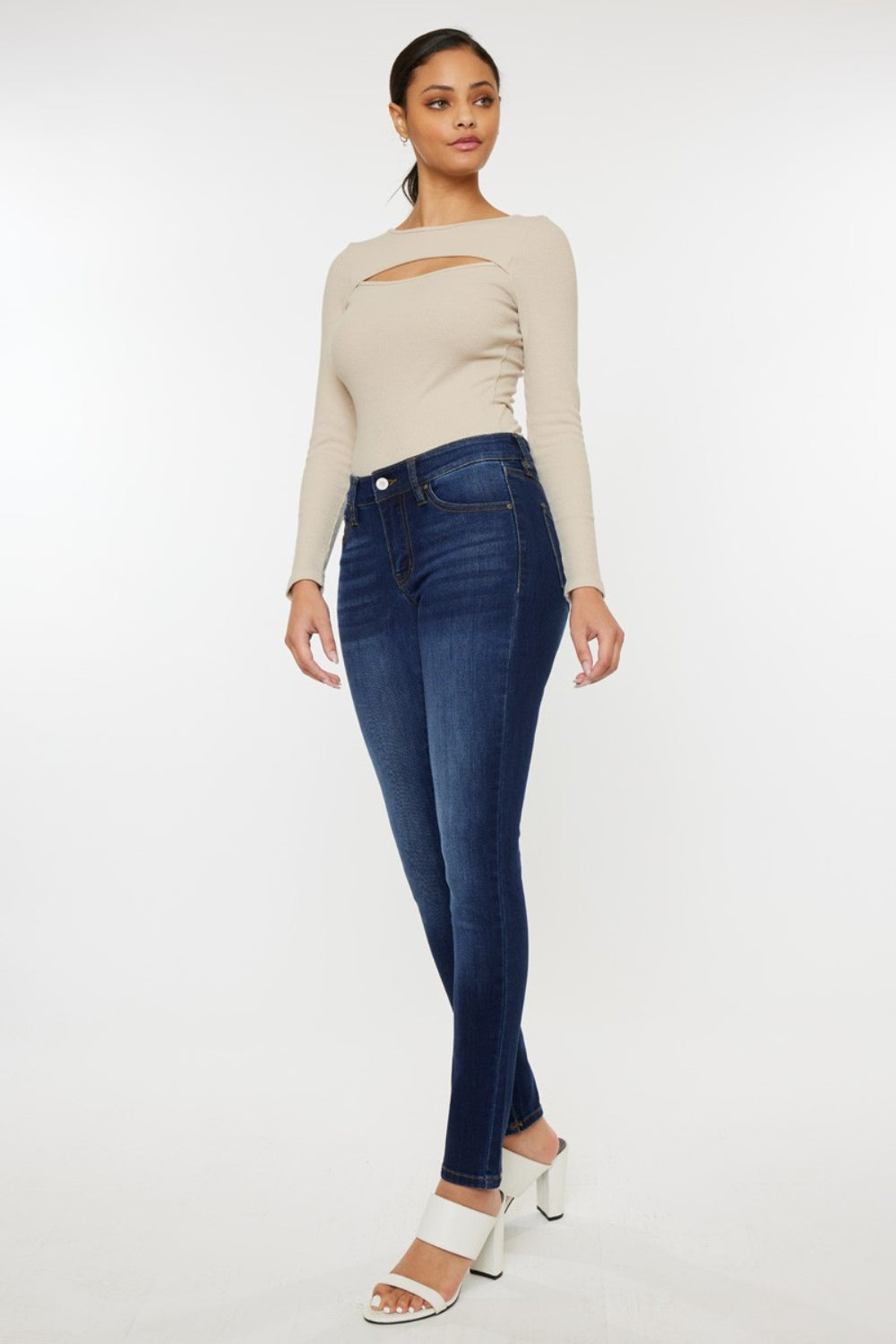 Kancan Mid Rise Gradient Skinny Jeans-Teresa&#39;s Fashionista LLC