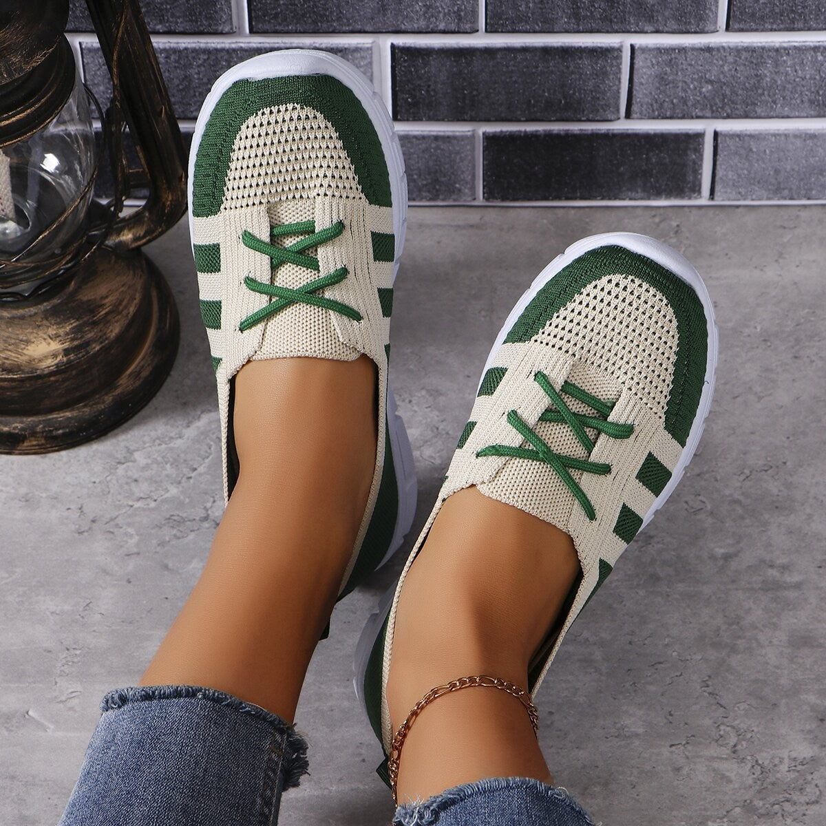 Mesh Contrast Flat Slip-Ons-Teresa&#39;s Fashionista LLC