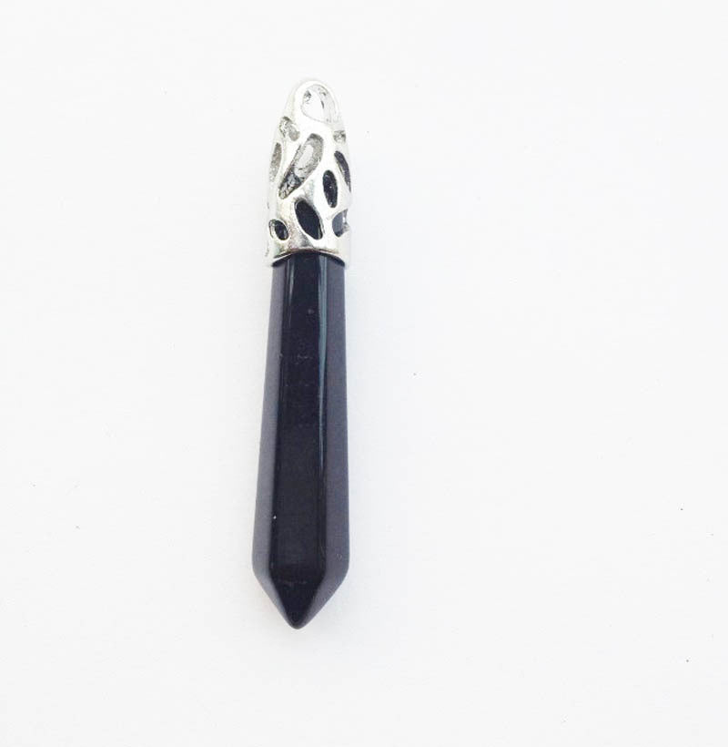 Natural Crystal Hexagonal Prism Bullet Pendant-Teresa&#39;s Fashionista LLC