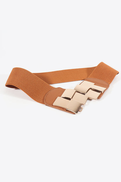 Geometric Buckle Elastic Wide Belt-Teresa&#39;s Fashionista LLC