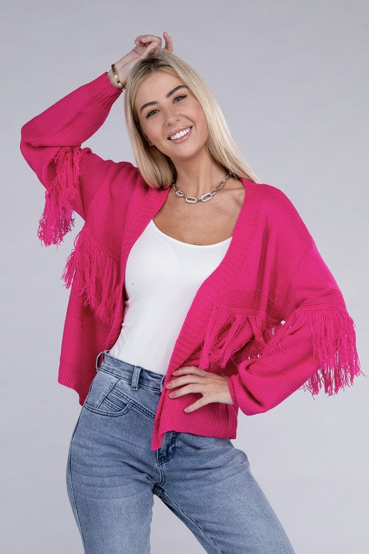 Tassel Open Cardigan-Teresa&#39;s Fashionista LLC