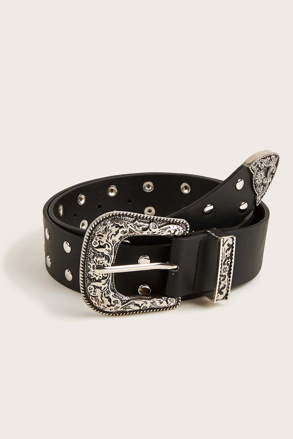 Double Row Studded PU Leather Belt-Teresa&#39;s Fashionista LLC