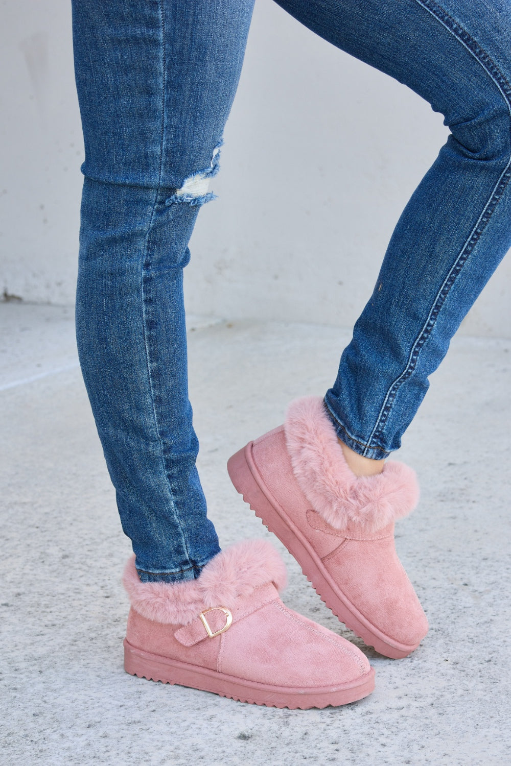 Forever Link Furry Chunky Thermal Ankle Boots-Teresa&#39;s Fashionista LLC