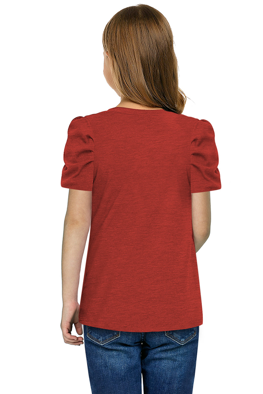 Round Neck Puff Sleeve T-Shirt-Teresa&#39;s Fashionista LLC