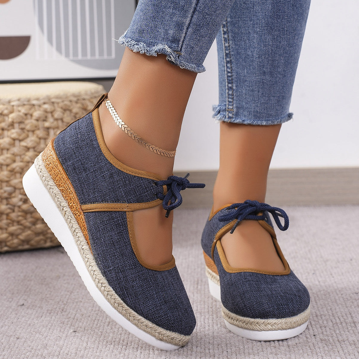 Tied Cutout Wedge Slip-Ons-Teresa&#39;s Fashionista LLC