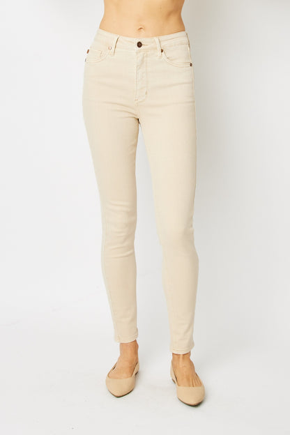 Judy Blue Full Size Garment Dyed Tummy Control Skinny Jeans-Teresa&#39;s Fashionista LLC