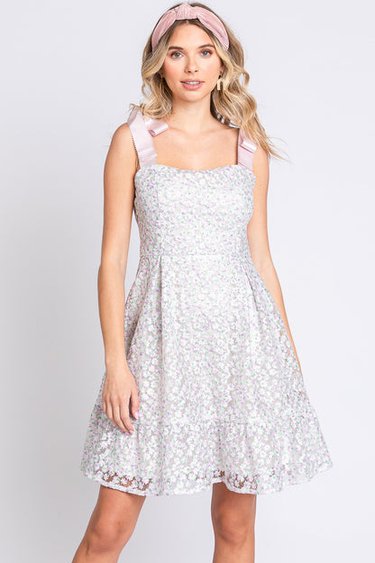 GeeGee Mesh Floral Embroidered Sleeveless Dress-Teresa&#39;s Fashionista LLC