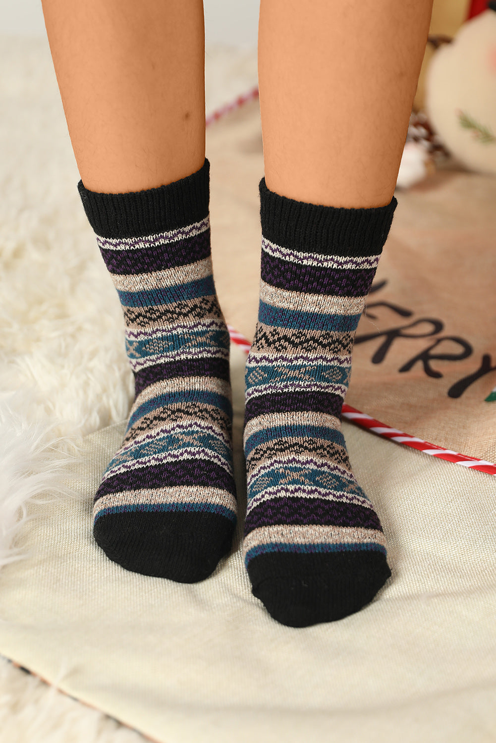 Multicolor Thermal Fuzzy Warm Winter Crew Socks-Teresa&#39;s Fashionista LLC