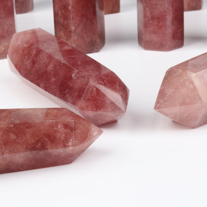 Wholesale Natural Strawberry Crystal Hexagonal Prism Ornaments-Teresa&#39;s Fashionista LLC