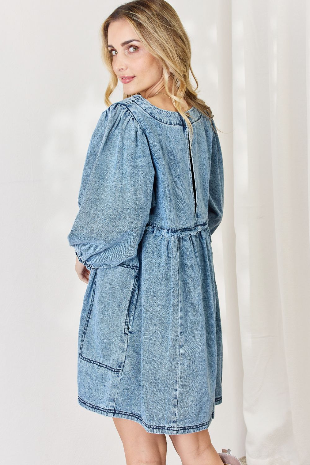 HEYSON Full Size Oversized Denim Babydoll Dress-Teresa&#39;s Fashionista LLC