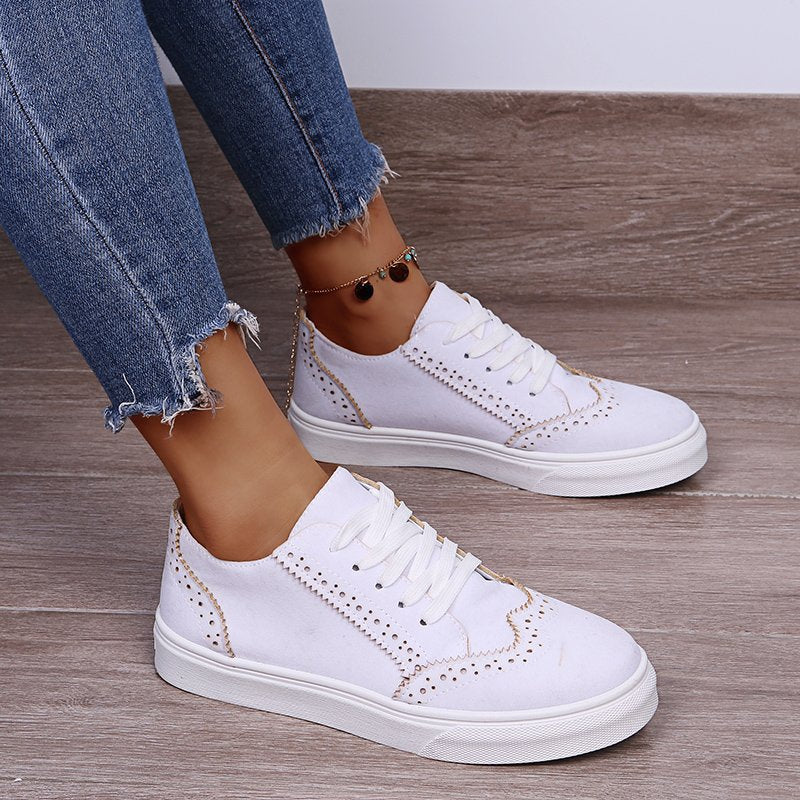 Lace-Up Suedette Flat Sneakers-Teresa&#39;s Fashionista LLC