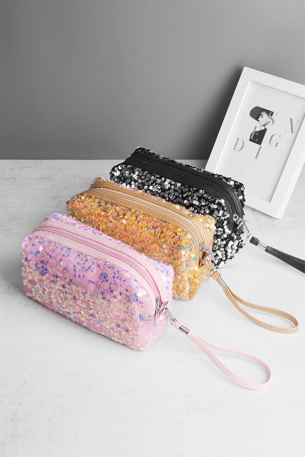 Zenana Colorful Shine Cosmetic Sequin Design Bag-Teresa&#39;s Fashionista LLC