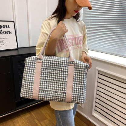 Houndstooth Canvas Travel Bag-Teresa&#39;s Fashionista LLC