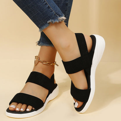 Rubber Open Toe Low Heel Sandals-Teresa&#39;s Fashionista LLC