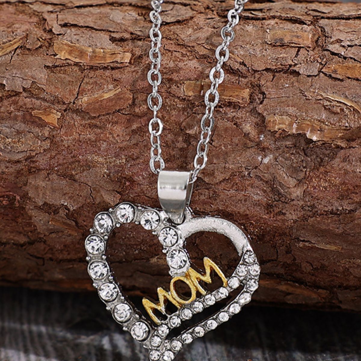 Alloy Inlaid Zircon Heart Pendant Necklace-Teresa&#39;s Fashionista LLC