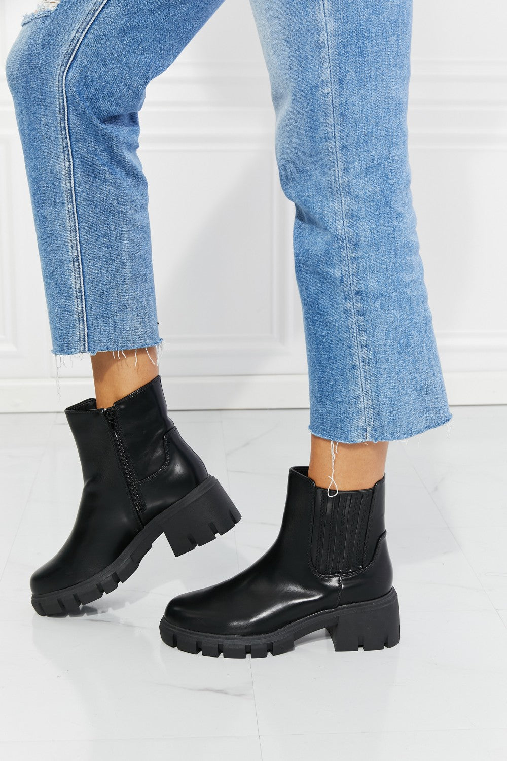 MMShoes What It Takes Lug Sole Chelsea Boots in Black-Teresa&#39;s Fashionista LLC