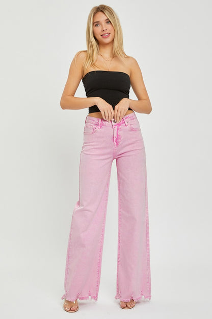 RISEN High Rise Wide Leg Jeans-Teresa&#39;s Fashionista LLC