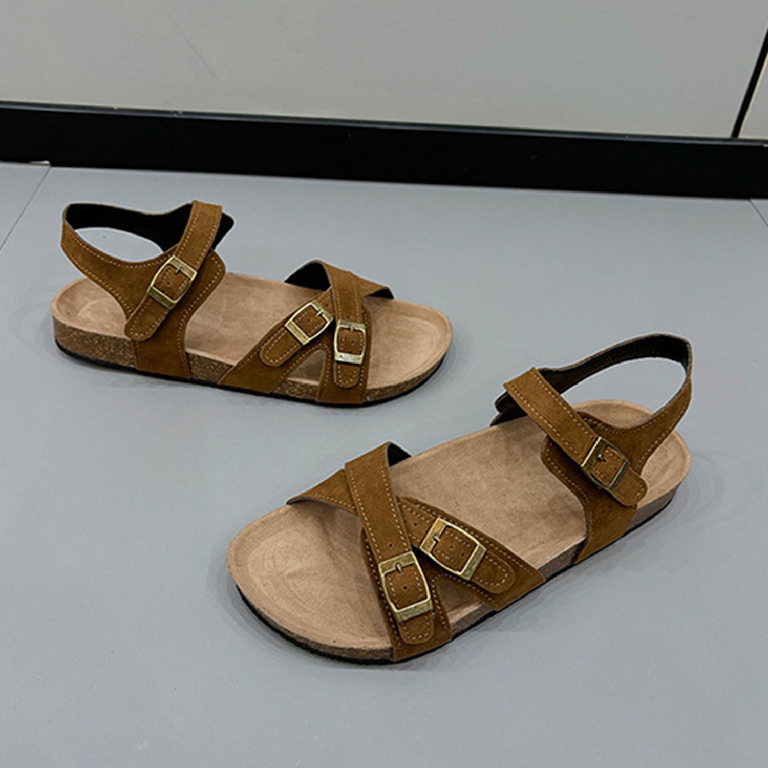 Open Toe Flat Buckle Sandals-Teresa&#39;s Fashionista LLC