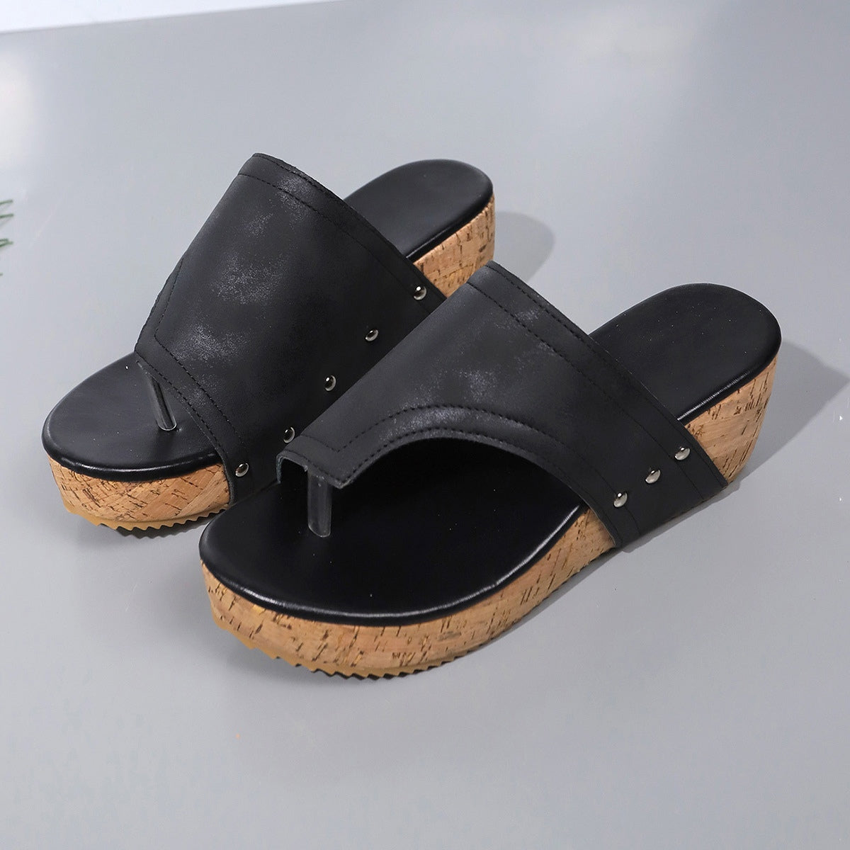 PU Leather Wedge Sandals-Teresa&#39;s Fashionista LLC