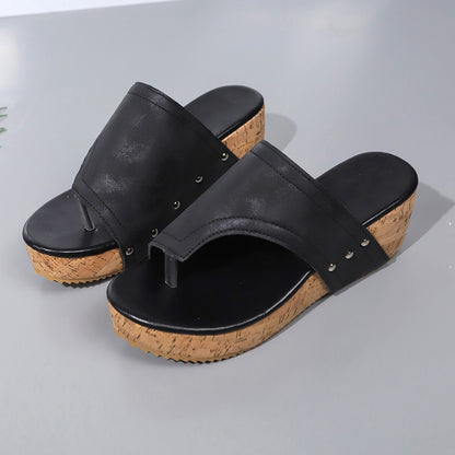 PU Leather Wedge Sandals-Teresa&#39;s Fashionista LLC