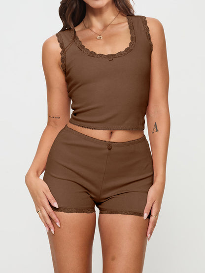 Scoop Neck Wide Strap Top and Shorts Set-Teresa&#39;s Fashionista LLC