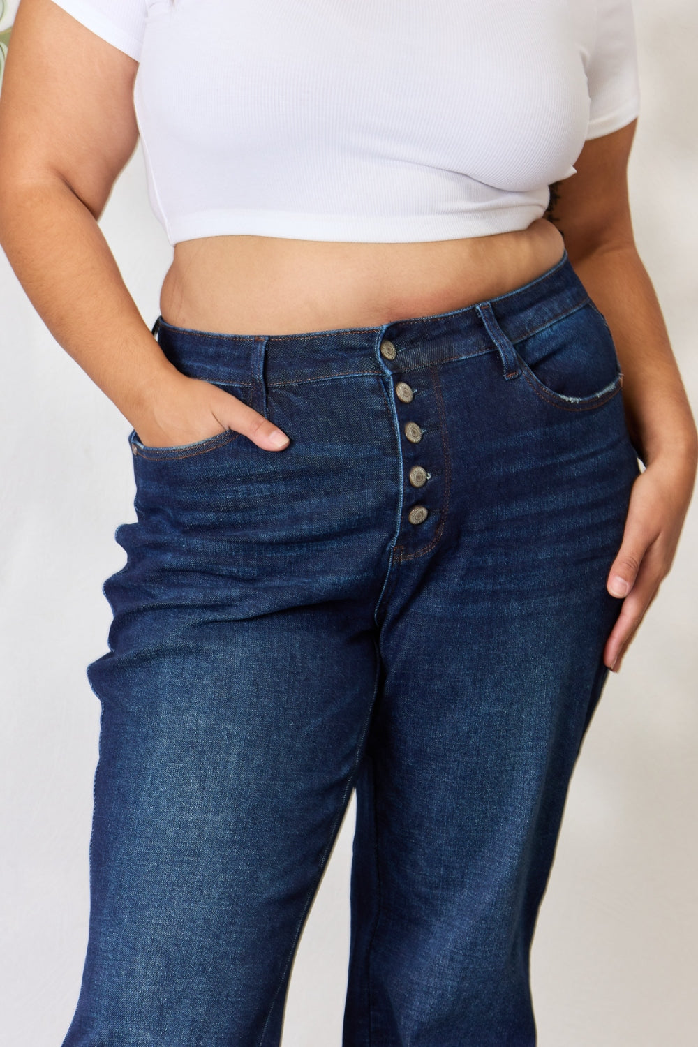 Judy Blue Full Size Button-Fly Straight Jeans-Teresa&#39;s Fashionista LLC