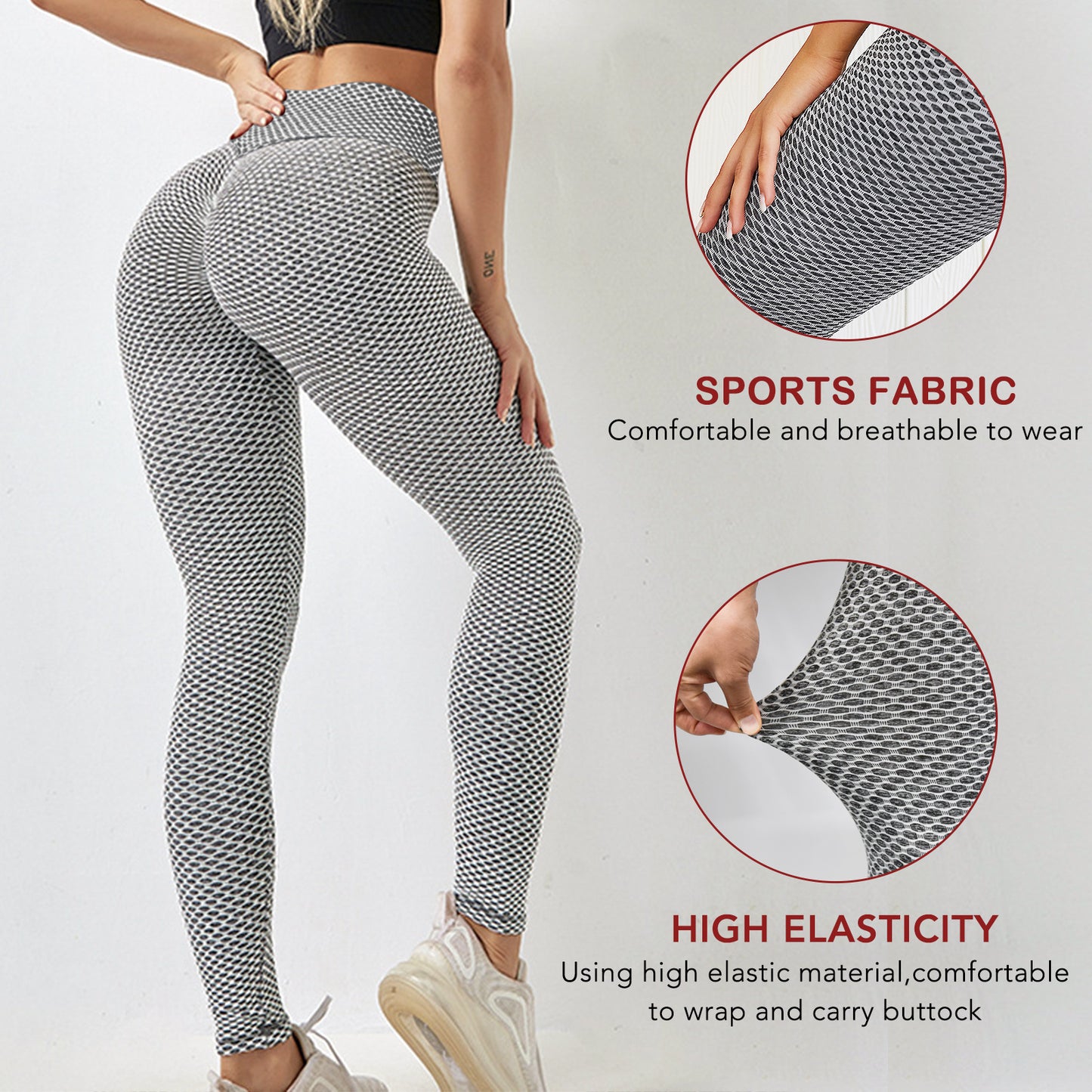 TIK Tok Leggings Women Butt Lifting Workout Tights Plus Size Sports High Waist Yoga Pants-Teresa&#39;s Fashionista LLC