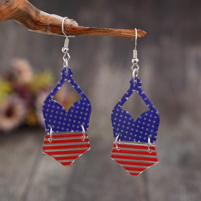 US Flag Pattern Acrylic Earrings-Teresa&#39;s Fashionista LLC