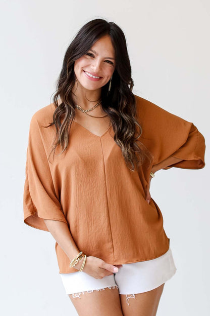 V-Neck Half Sleeve Blouse-Teresa&#39;s Fashionista LLC