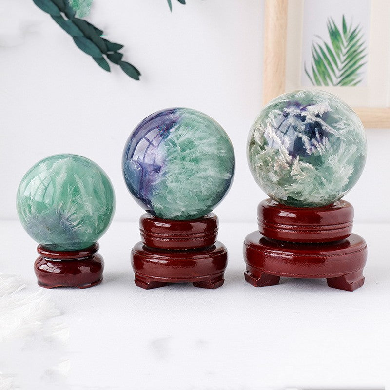 Natural Feather Fluorite Crystal Ball-Teresa&#39;s Fashionista LLC