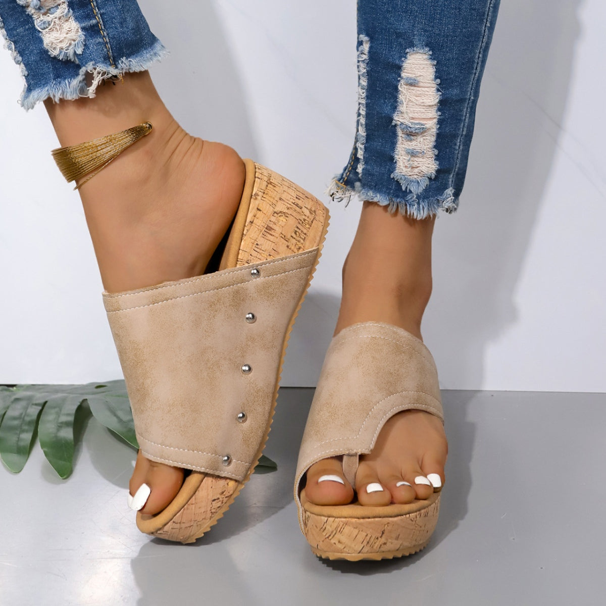 PU Leather Wedge Sandals-Teresa&#39;s Fashionista LLC