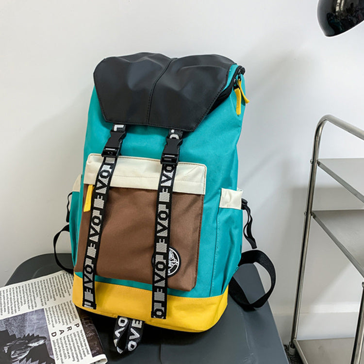 New Color Matching Backpack Fashion Outdoor Travel Bags Men Women Personality Middle Junior High School Student Schoolbags-Teresa&#39;s Fashionista LLC