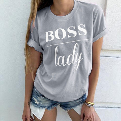 Summer Fashion Women Casual Letter Printed T-shirt Tops Lady Tee Printed Short Sleeve Tops-Teresa&#39;s Fashionista LLC