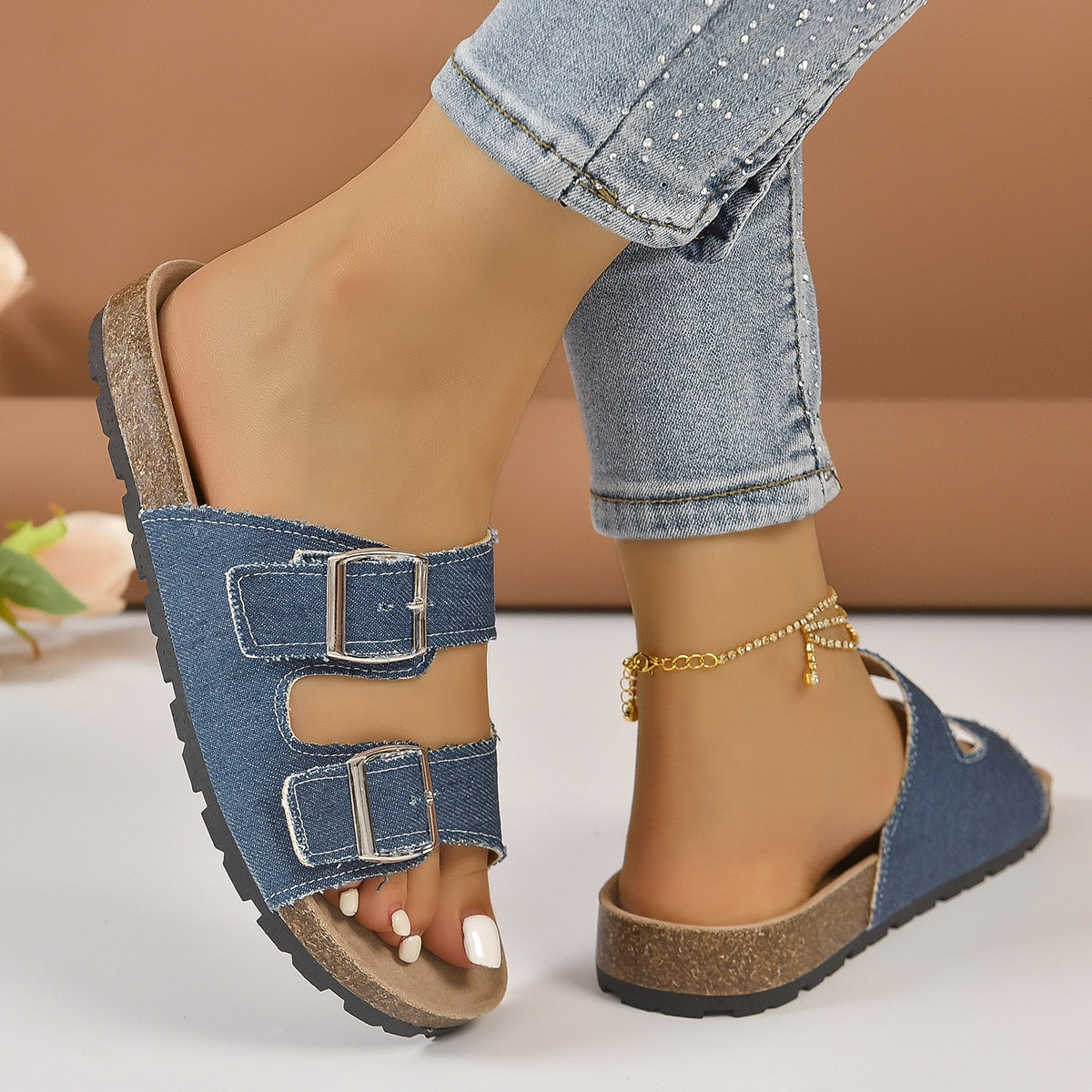 Open Toe Double Buckle Sandals-Teresa&#39;s Fashionista LLC