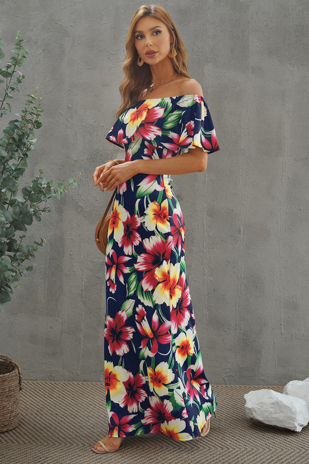 Floral Layered Off-Shoulder Maxi Dress-Teresa&#39;s Fashionista LLC