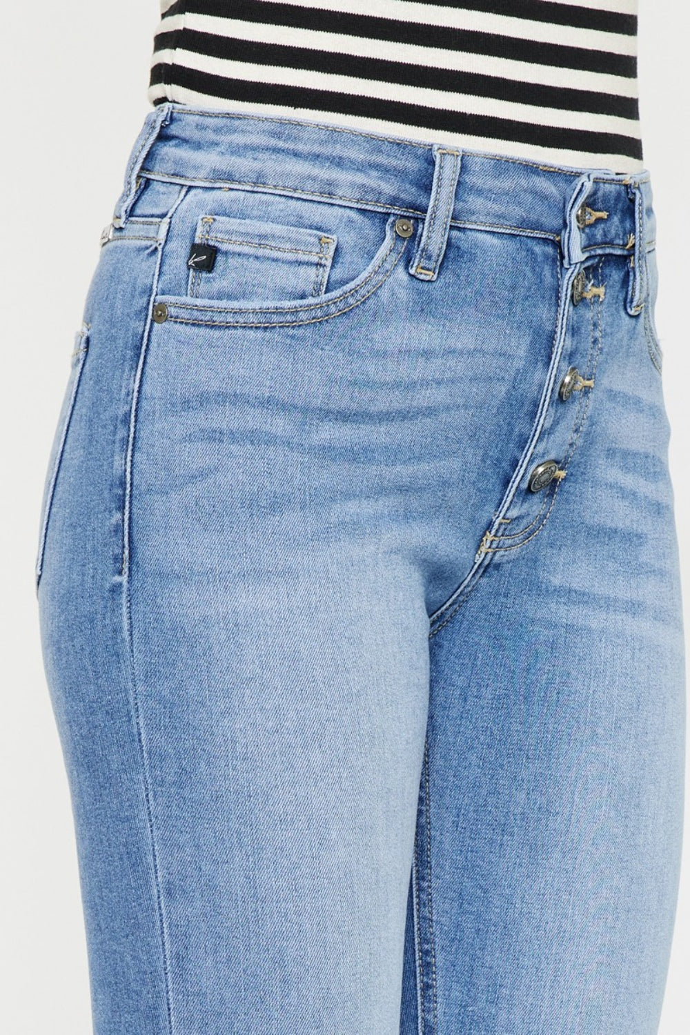 Kancan Distressed Cat's Whiskers Button Fly Jeans-Teresa&#39;s Fashionista LLC