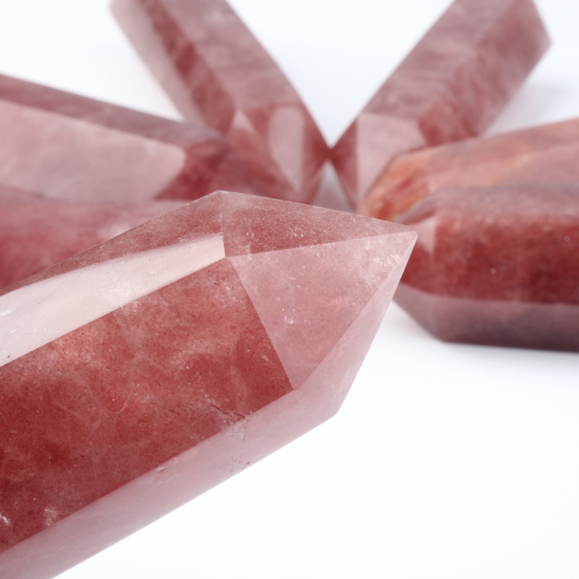 Wholesale Natural Strawberry Crystal Hexagonal Prism Ornaments-Teresa&#39;s Fashionista LLC