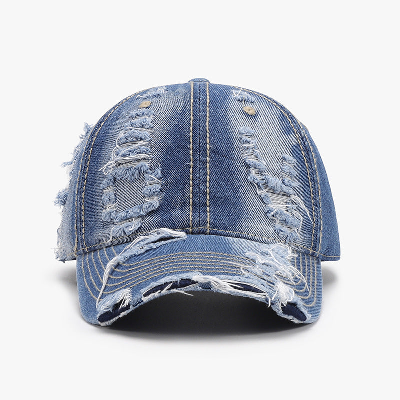 Distressed Adjustable Cotton Baseball Cap-Teresa&#39;s Fashionista LLC