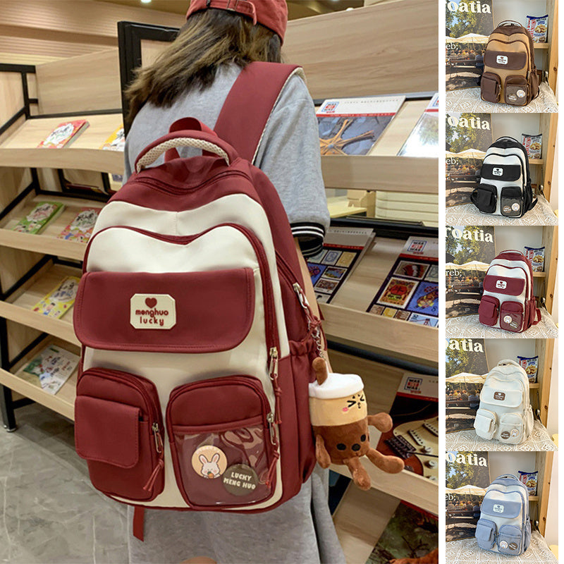 Cute Campus Backpack Large Capacity Multi-pocket Bags Women Primary Junior High School Students Schoolbags-Teresa&#39;s Fashionista LLC