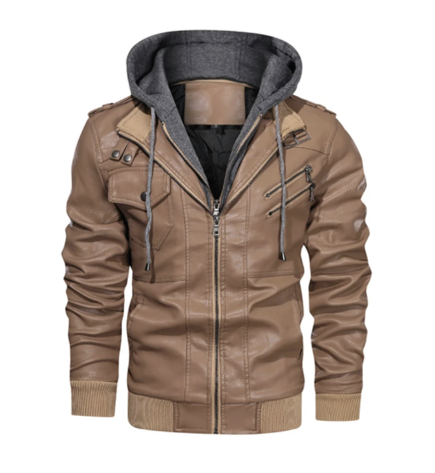 Winter Fashion Motorcycle Leather Jacket Men Slim Fit Oblique Zipper PU Jackets Autumn Mens Leather Biker Coats Warm Streetwear-Teresa&#39;s Fashionista LLC