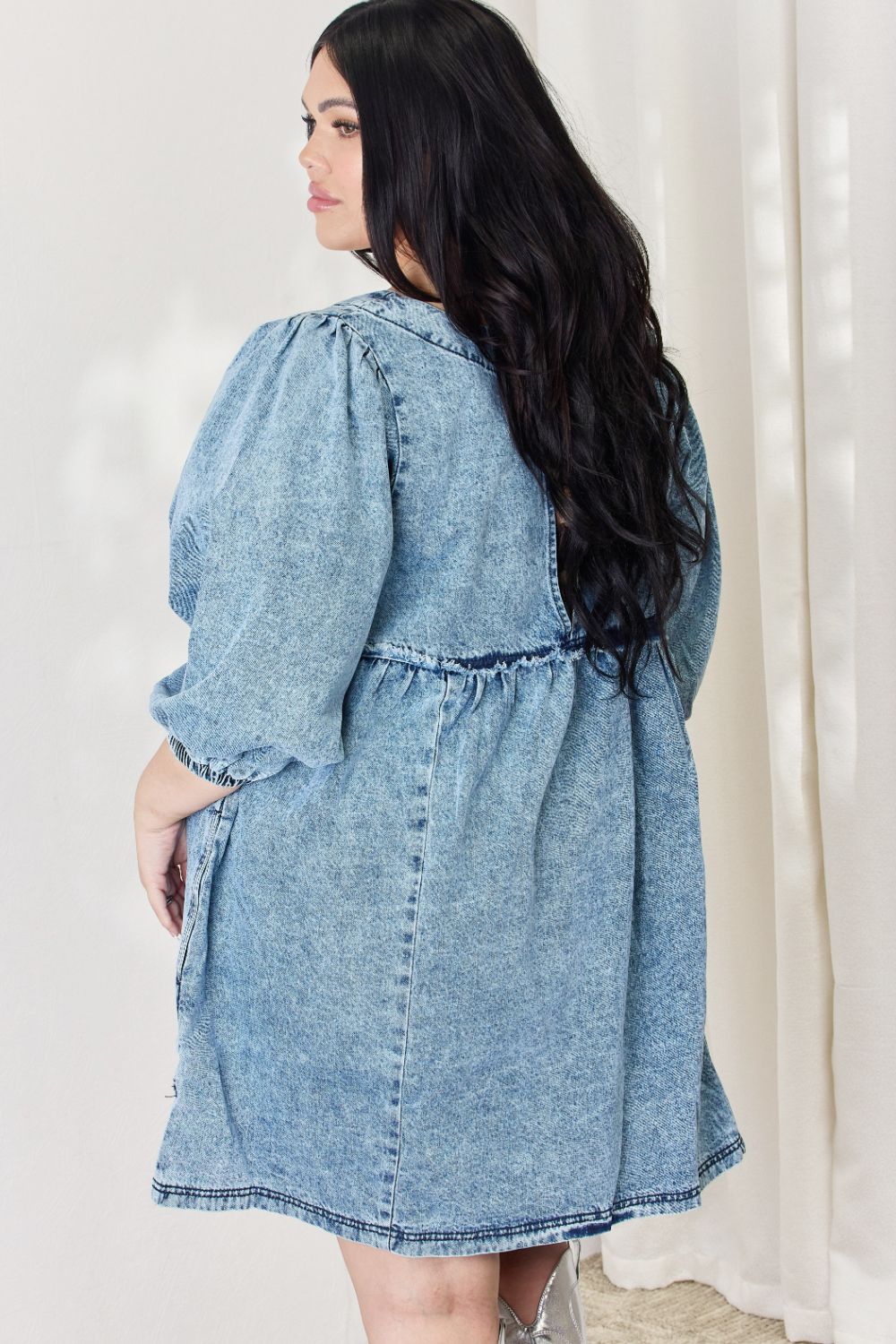 HEYSON Full Size Oversized Denim Babydoll Dress-Teresa&#39;s Fashionista LLC