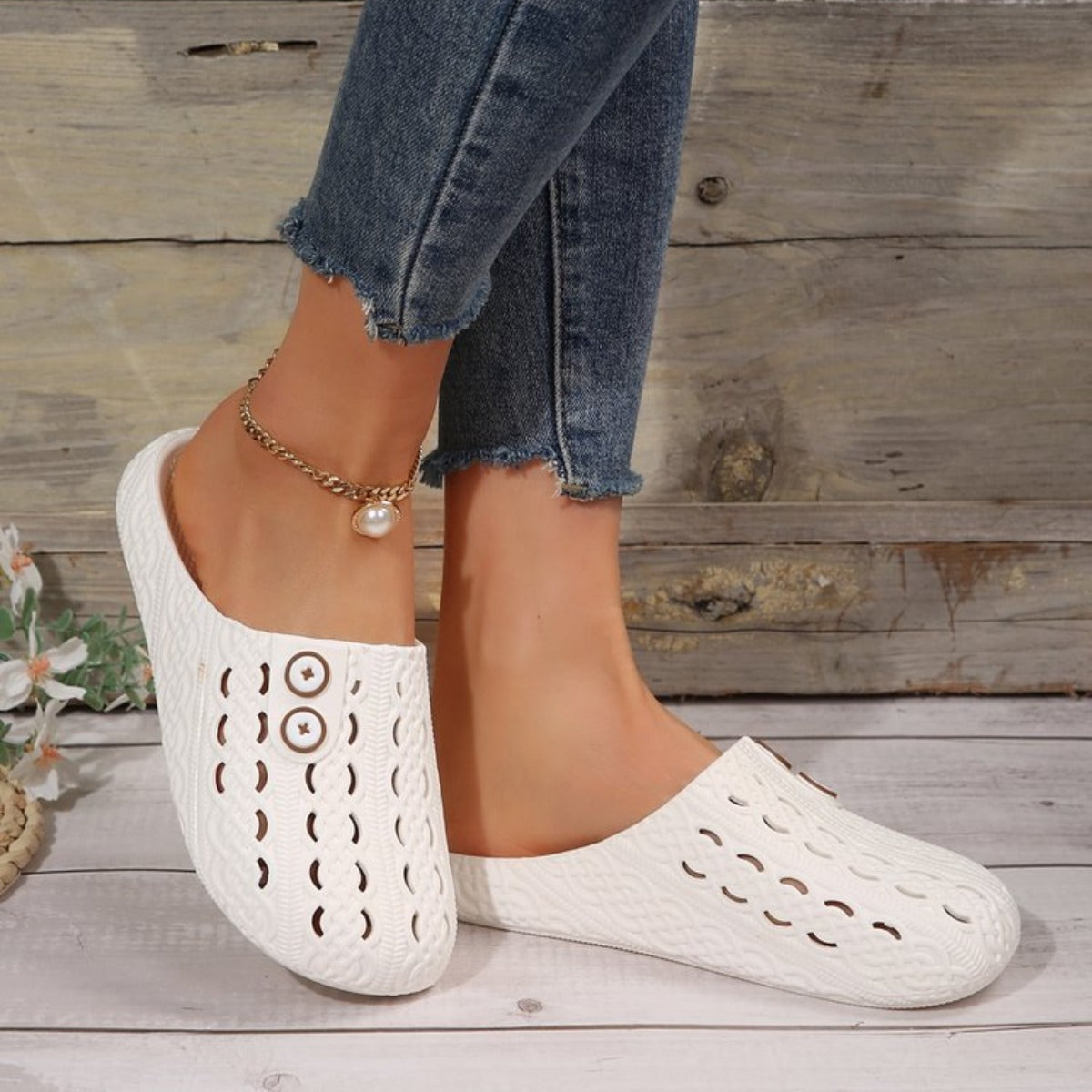 Round Toe PVC Flat Sandals-Teresa&#39;s Fashionista LLC