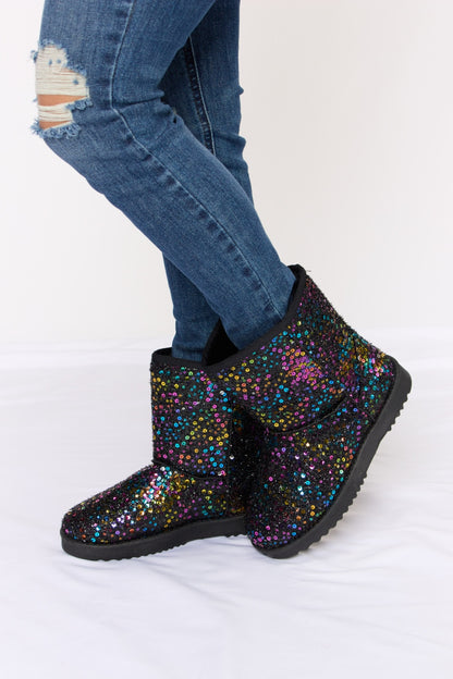 Forever Link Sequin Thermal Flat Boots-Teresa&#39;s Fashionista LLC