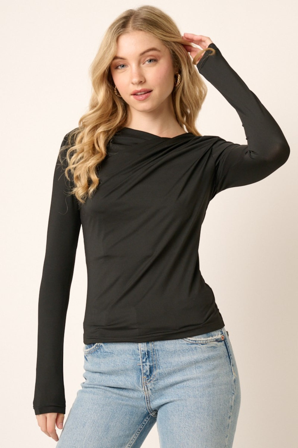 Mittoshop Ruched Long Sleeve Slim Top-Teresa&#39;s Fashionista LLC