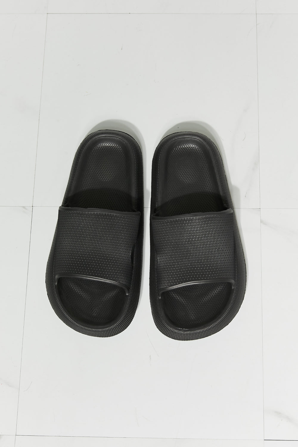 MMShoes Arms Around Me Open Toe Slide in Black-Teresa&#39;s Fashionista LLC