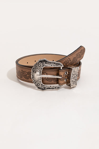 Floral PU Leather Belt-Teresa&#39;s Fashionista LLC