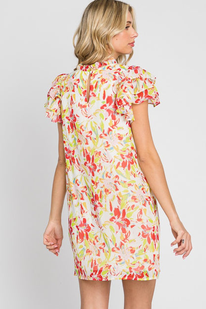 GeeGee Floral Short Sleeve Mini Dress-Teresa&#39;s Fashionista LLC