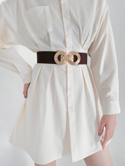 Geometric Buckle Elastic Wide Belt-Teresa&#39;s Fashionista LLC